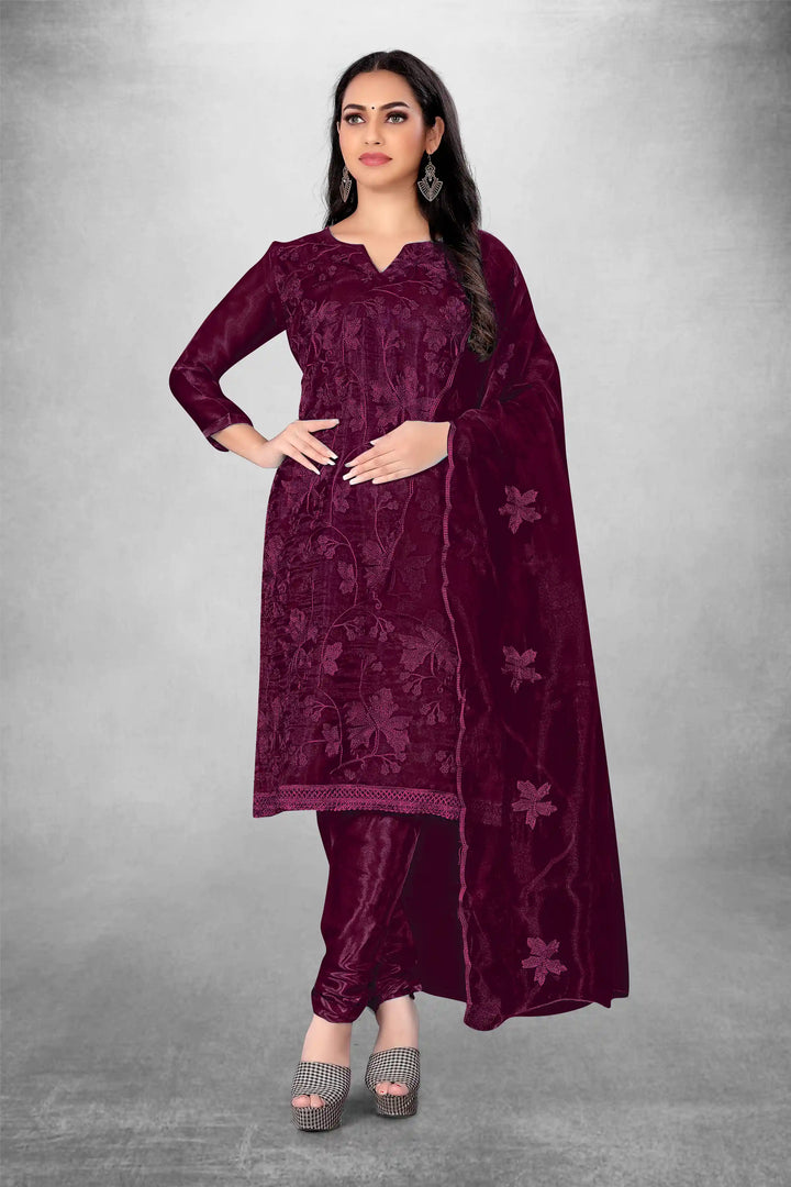 Attractive Organza Top with Santoon Bottom | Embroidery Work Dupatta