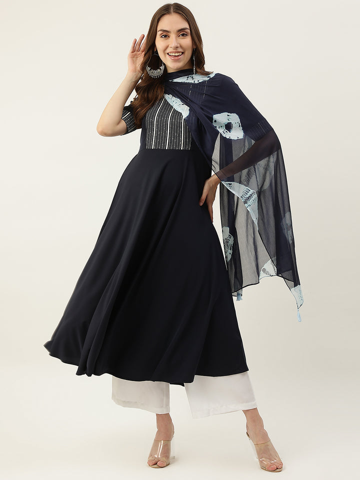 Designer Printed Kurti with Dupatta | Poly Crepe and Georgette Kurti