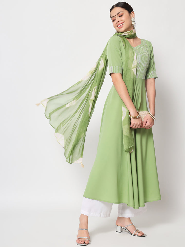 Designer Printed Kurti with Dupatta | Poly Crepe and Georgette Kurti