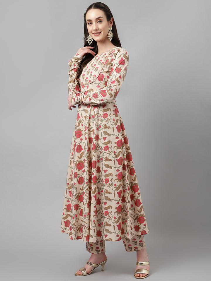 Beautiful Designer Printed Cotton Suit | Elegant Chanderi Dupatta Set