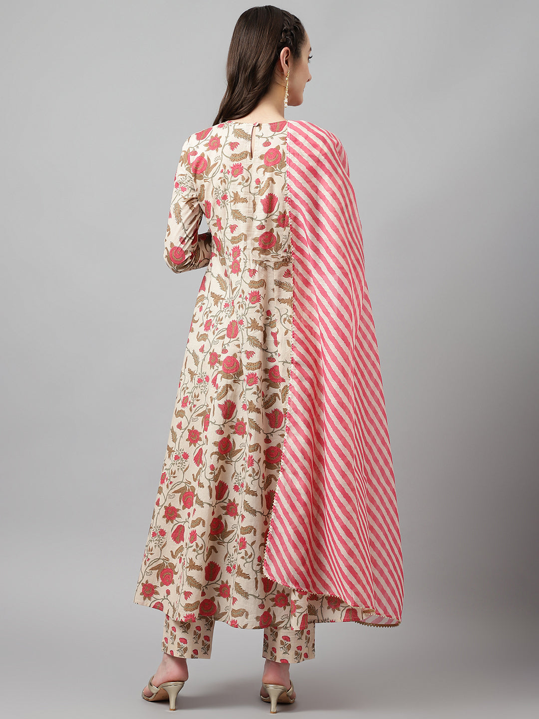 Beautiful Designer Printed Cotton Suit | Elegant Chanderi Dupatta Set