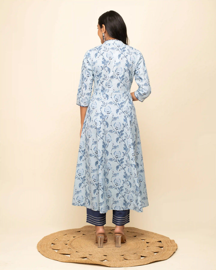 Elegant Designer Printed Suit | Cotton Top with Organza Dupatta