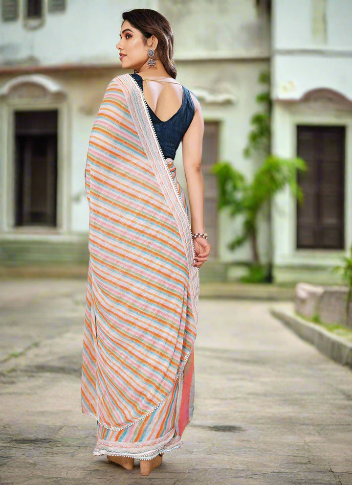 Georgette Saree with Designer Printed Work | Wedding & Special Event Wear