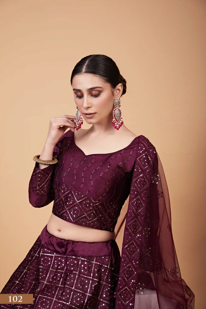 Taby-Silk Embroidered Lehenga | Elegant Thread & Sequence Work for Weddings