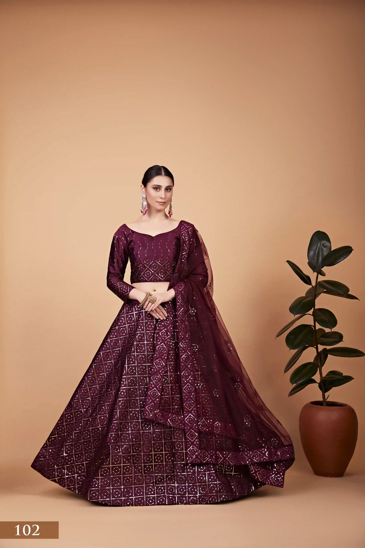 Taby-Silk Embroidered Lehenga | Elegant Thread & Sequence Work for Weddings
