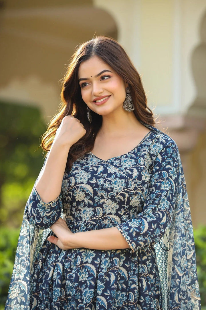 Designer Printed Cotton Suit | Elegant Kota Doria Dupatta Combo