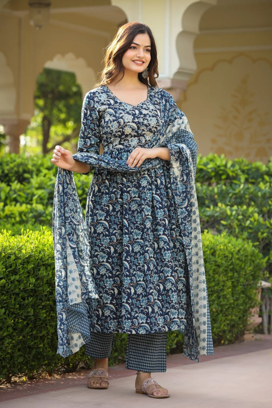 Designer Printed Cotton Suit | Elegant Kota Doria Dupatta Combo