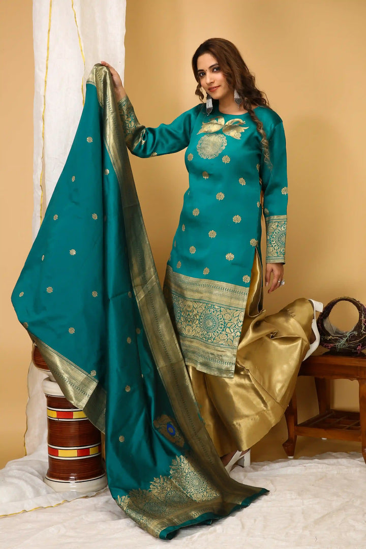 Stylish Art Silk Suit | Wevon Jari Designer Readymade Attire