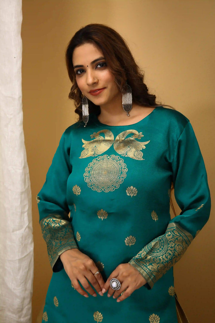 Stylish Art Silk Suit | Wevon Jari Designer Readymade Attire