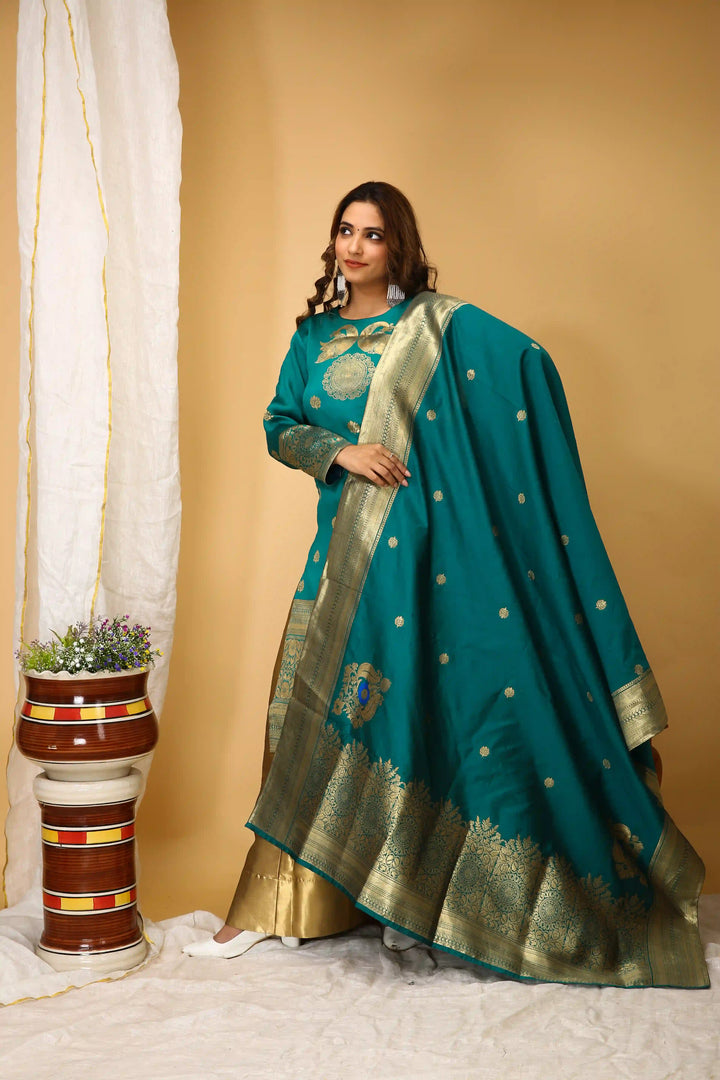 Stylish Art Silk Suit | Wevon Jari Designer Readymade Attire