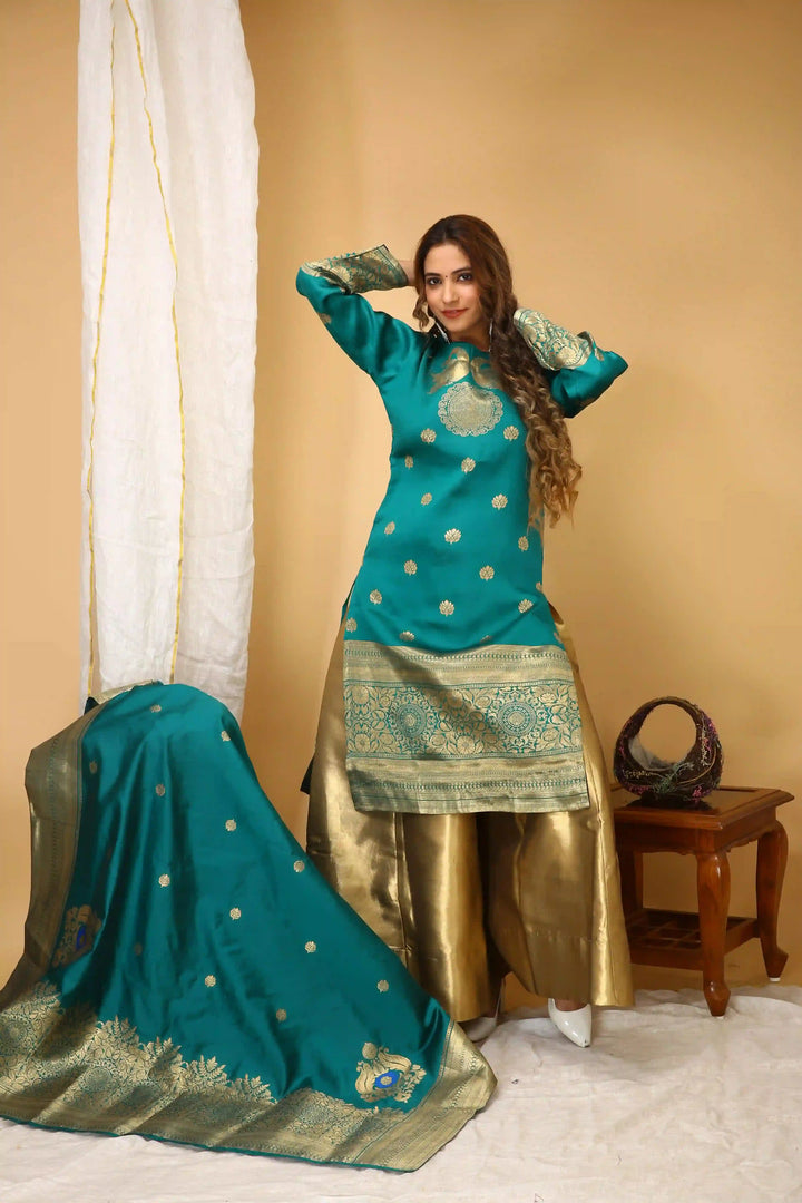 Stylish Art Silk Suit | Wevon Jari Designer Readymade Attire