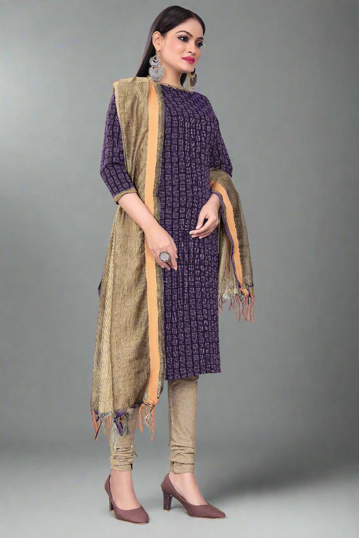Cotton Wevon Designer Outfit Set | Comfortable Top, Bottom & Dupatta