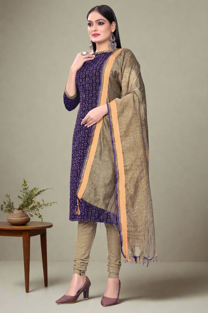 Cotton Wevon Designer Outfit Set | Comfortable Top, Bottom & Dupatta
