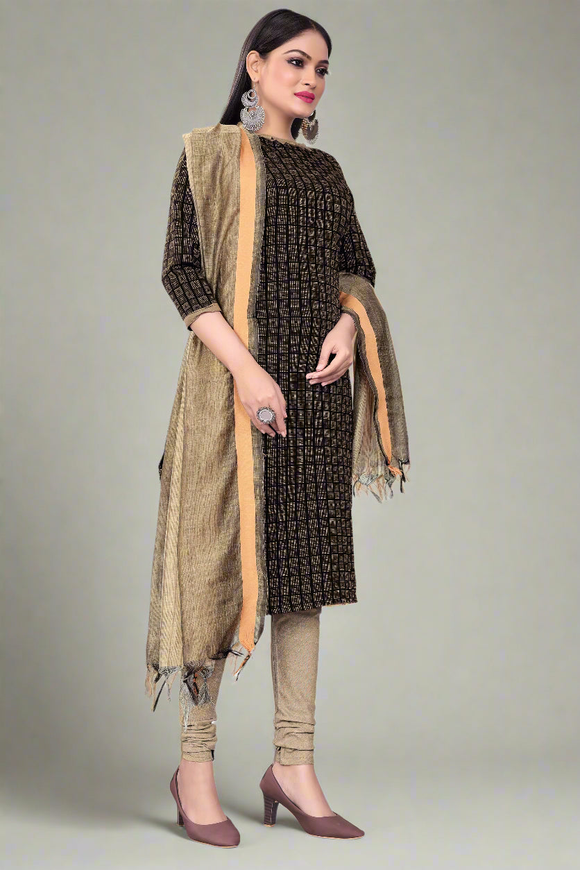 Cotton Wevon Designer Outfit Set | Comfortable Top, Bottom & Dupatta