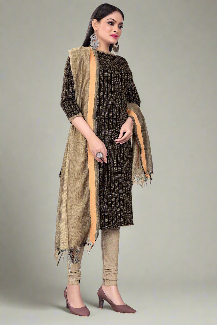 Cotton Wevon Designer Outfit Set | Comfortable Top, Bottom & Dupatta