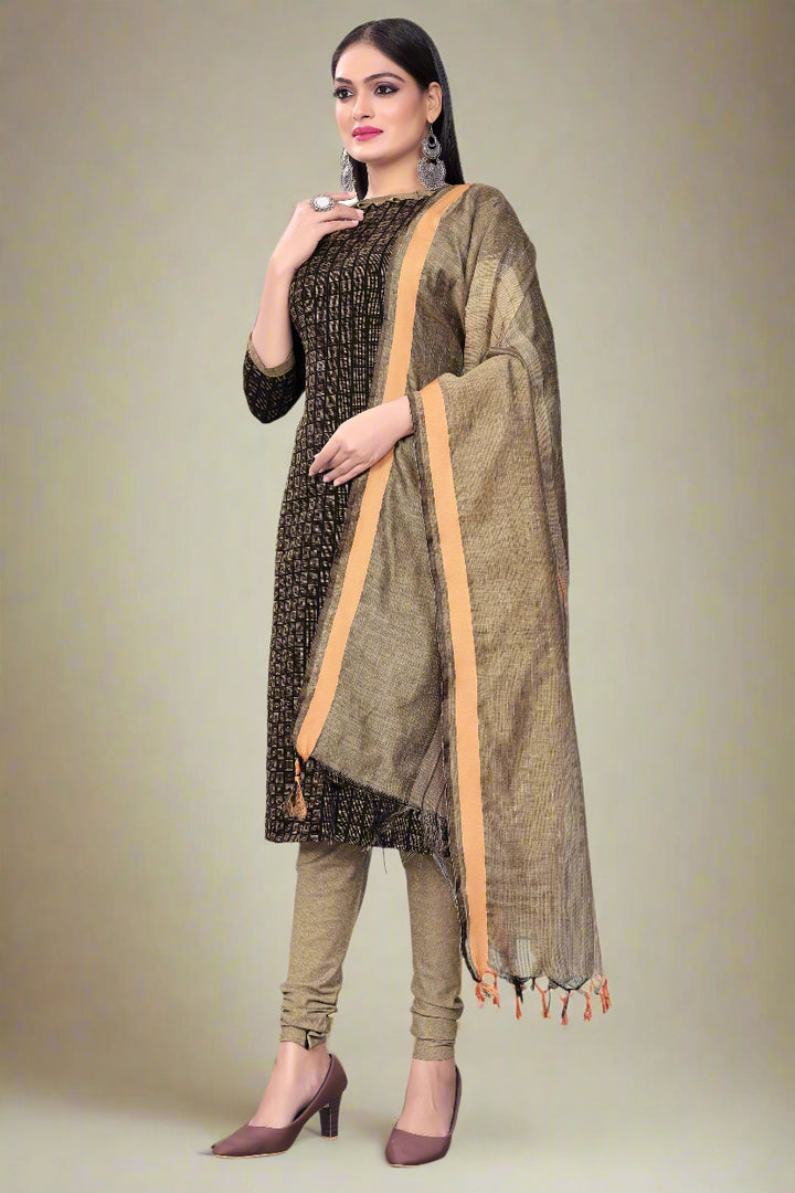 Cotton Wevon Designer Outfit Set | Comfortable Top, Bottom & Dupatta