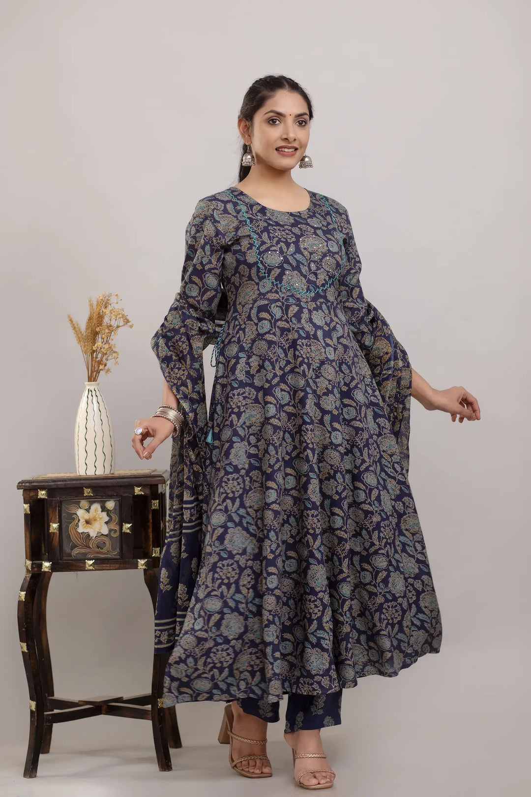 Stylish Maroon Rayon Cotton Suit | Embroidered Handwork with Dupatta