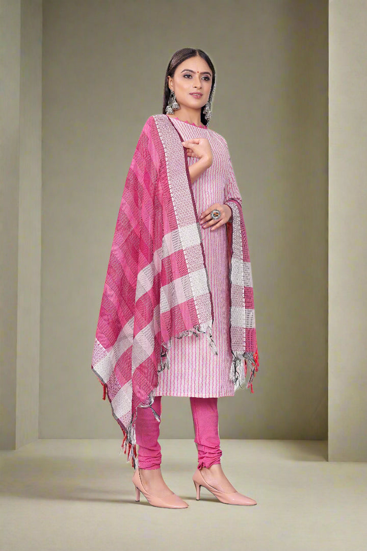 Cotton Wevon Designer Top | Stylish Cotton Bottom & Dupatta Set