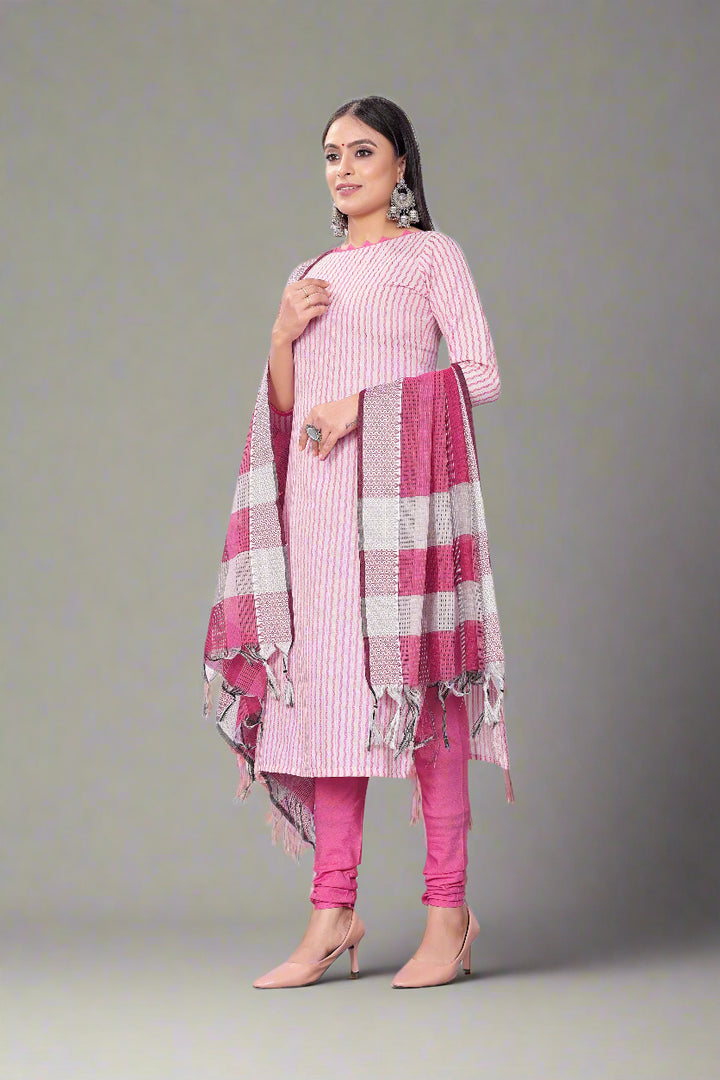 Cotton Wevon Designer Top | Stylish Cotton Bottom & Dupatta Set