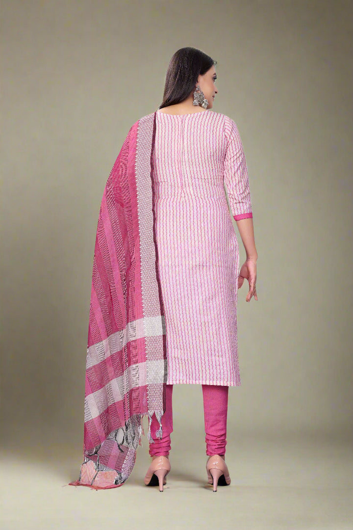 Cotton Wevon Designer Top | Stylish Cotton Bottom & Dupatta Set