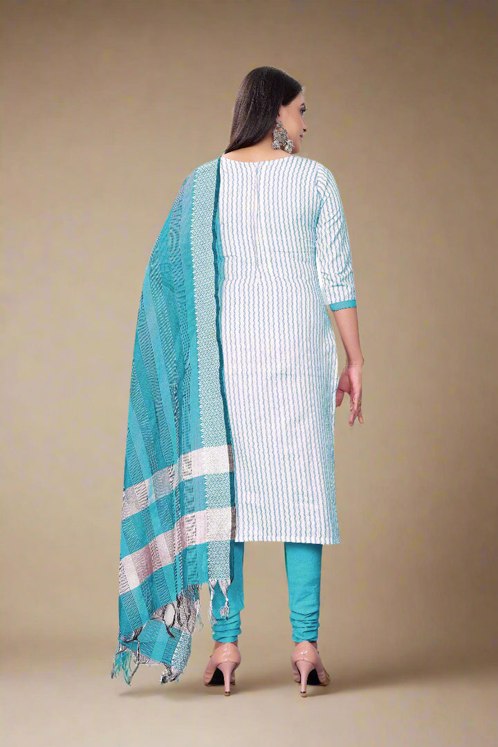 Cotton Wevon Designer Top | Stylish Cotton Bottom & Dupatta Set
