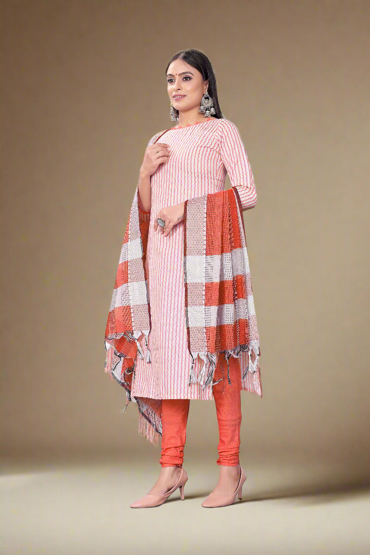 Cotton Wevon Designer Top | Stylish Cotton Bottom & Dupatta Set