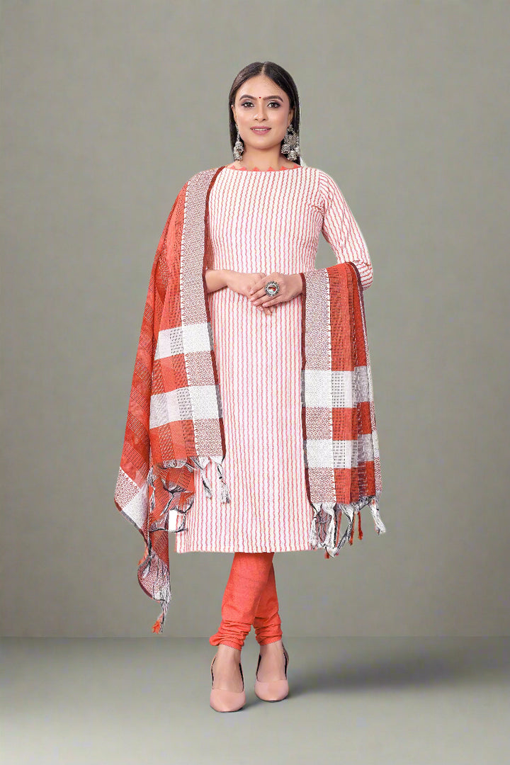 Cotton Wevon Designer Top | Stylish Cotton Bottom & Dupatta Set