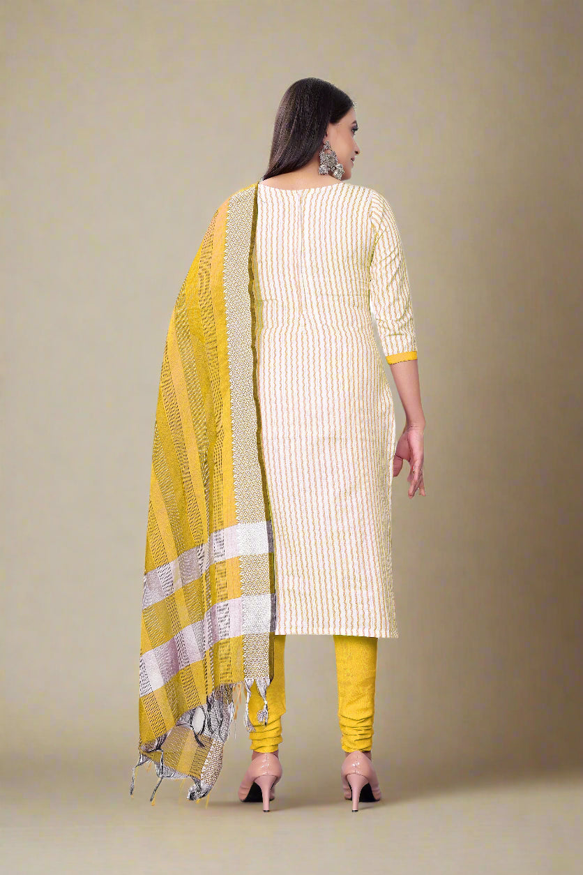 Cotton Wevon Designer Top | Stylish Cotton Bottom & Dupatta Set