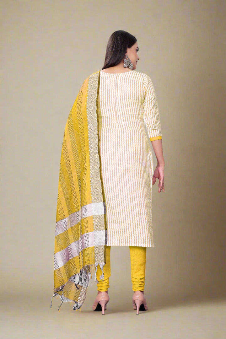 Cotton Wevon Designer Top | Stylish Cotton Bottom & Dupatta Set