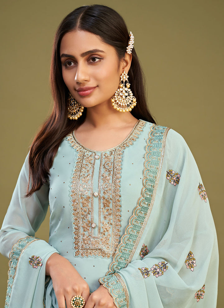 Elegant Georgette Kurti Set | Three-Quarter Sleeves & Classic Fit