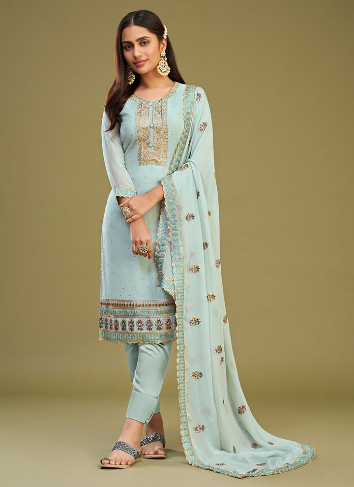 Elegant Georgette Kurti Set | Three-Quarter Sleeves & Classic Fit