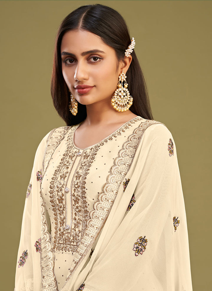 Elegant Georgette Kurti Set | Three-Quarter Sleeves & Classic Fit
