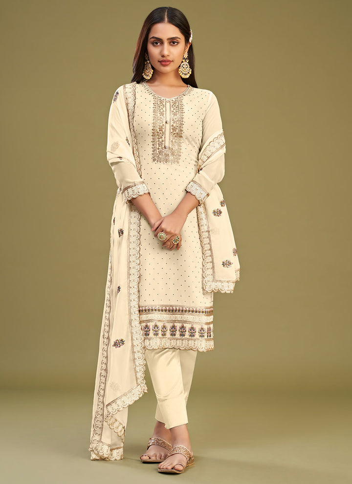 Elegant Georgette Kurti Set | Three-Quarter Sleeves & Classic Fit