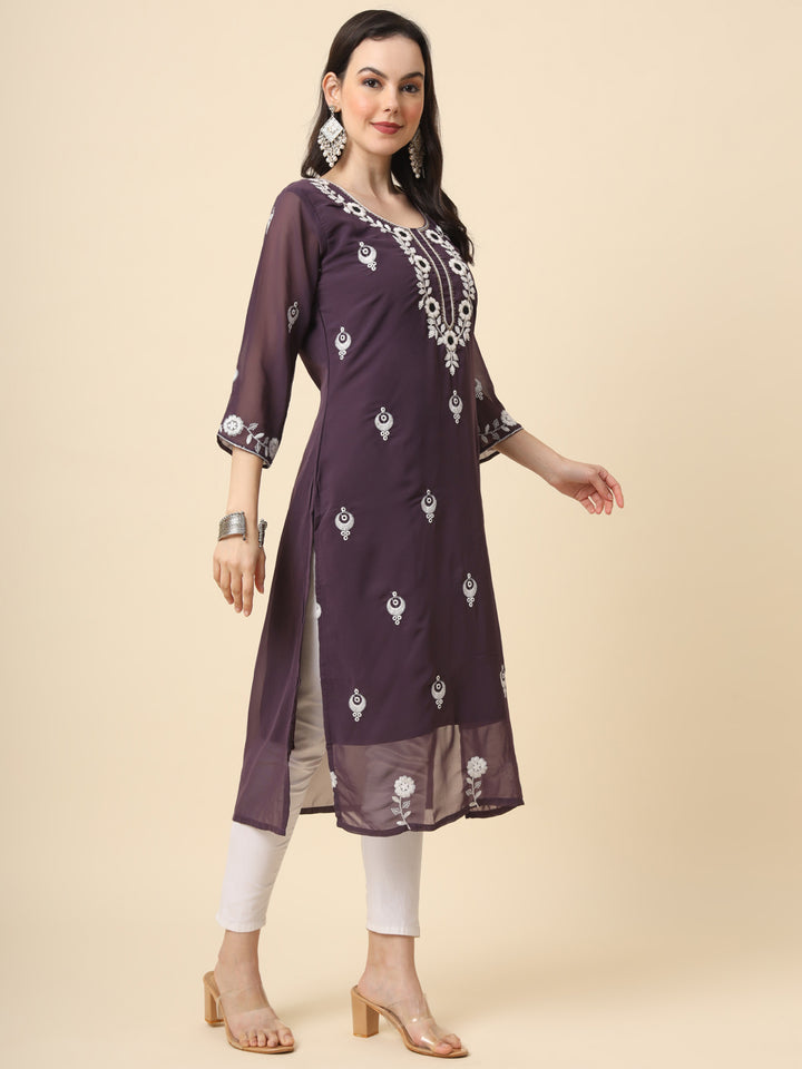 Georgette Kurti for Women | Stunning Embroidery Work Kurti
