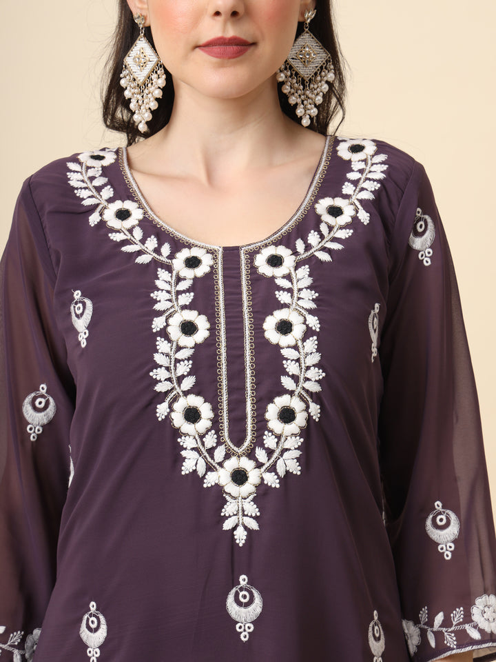 Georgette Kurti for Women | Stunning Embroidery Work Kurti