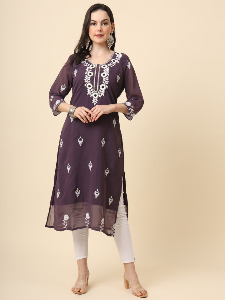 Georgette Kurti for Women | Stunning Embroidery Work Kurti