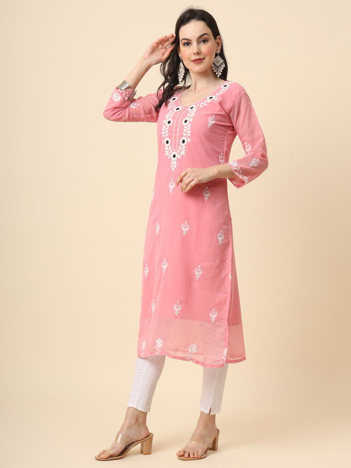 Georgette Kurti for Women | Stunning Embroidery Work Kurti