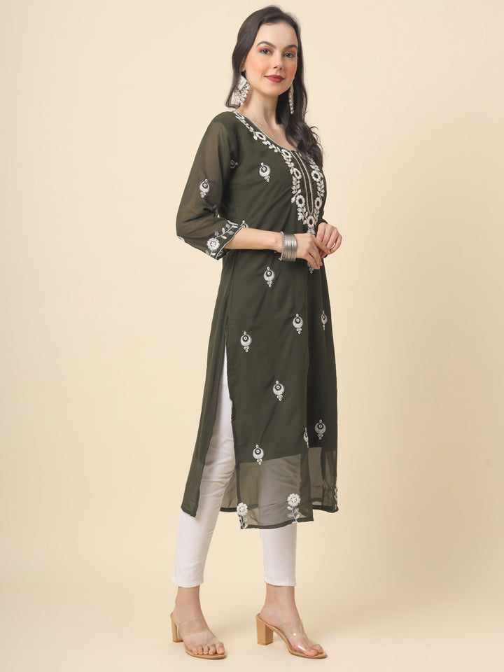 Georgette Kurti for Women | Stunning Embroidery Work Kurti