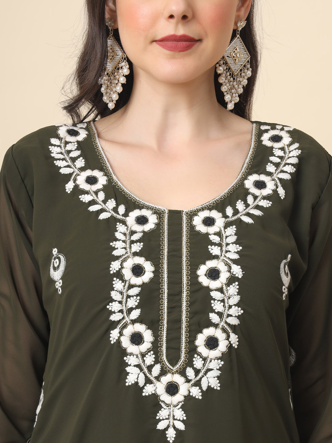 Georgette Kurti for Women | Stunning Embroidery Work Kurti