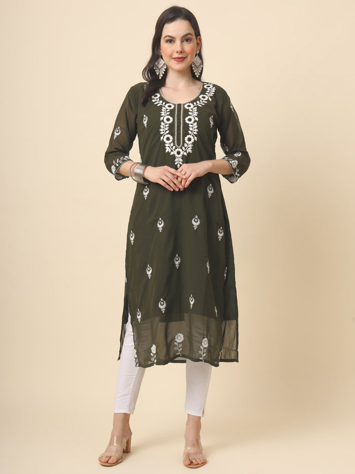 Georgette Kurti for Women | Stunning Embroidery Work Kurti