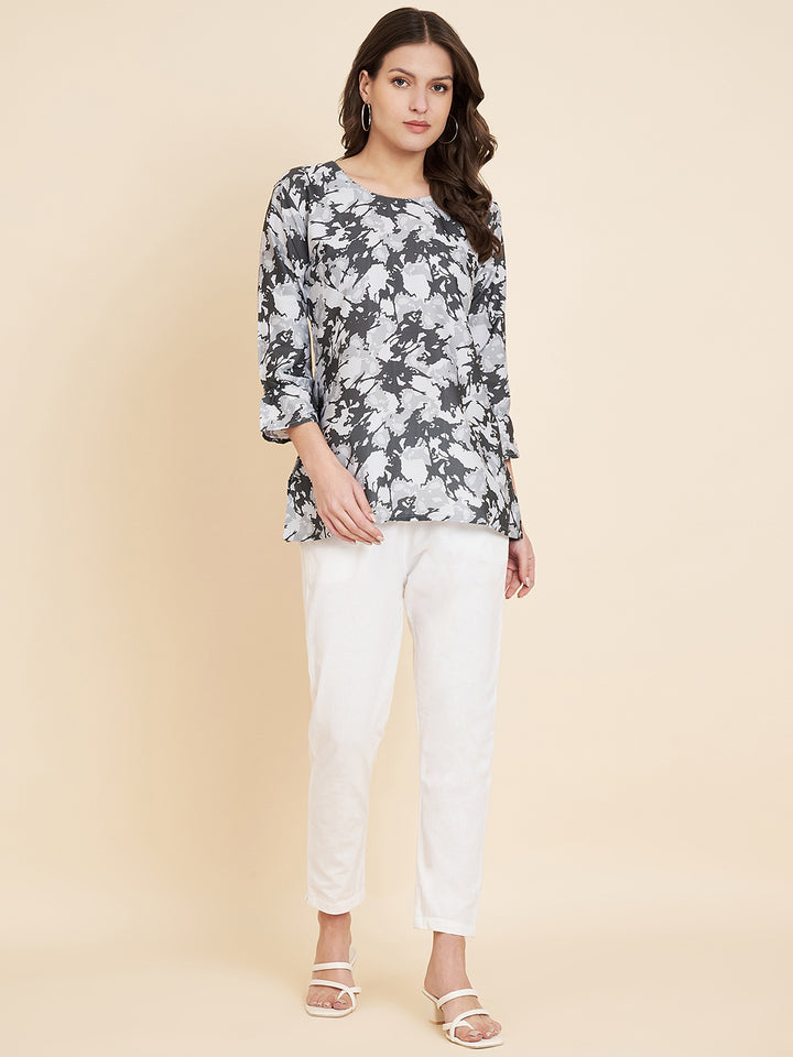 Grey Short Kurti Set | Designer Printed Indian Ethnic Wear for Women