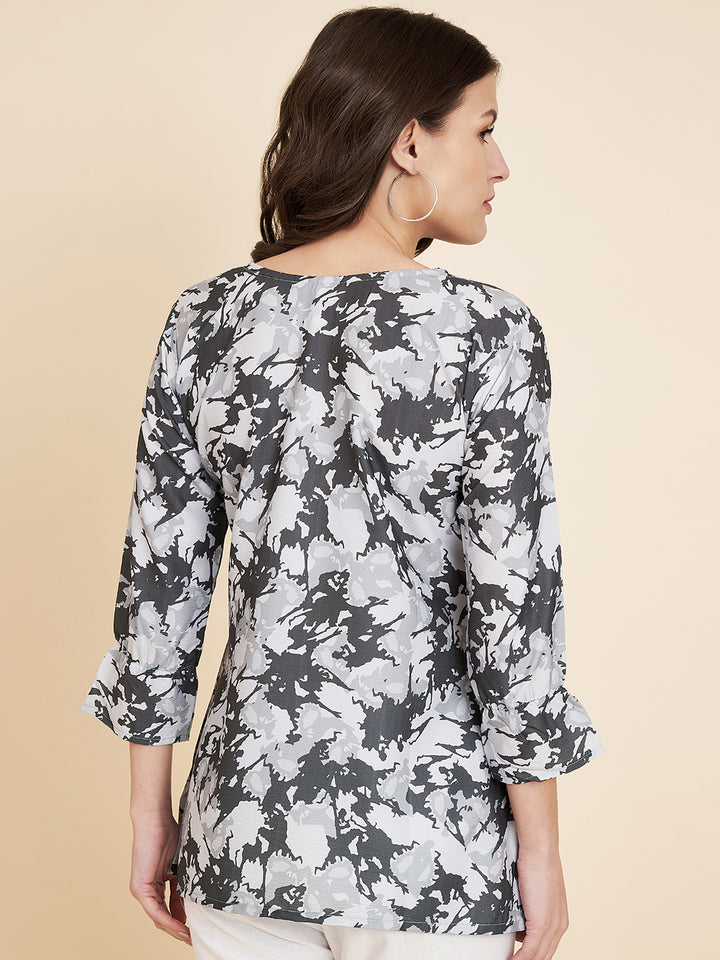 Grey Short Kurti Set | Designer Printed Indian Ethnic Wear for Women