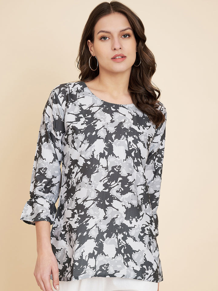 Grey Short Kurti Set | Designer Printed Indian Ethnic Wear for Women