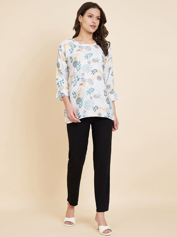 Elegant Off White Short Kurti Set | Designer Printed for Modern Style
