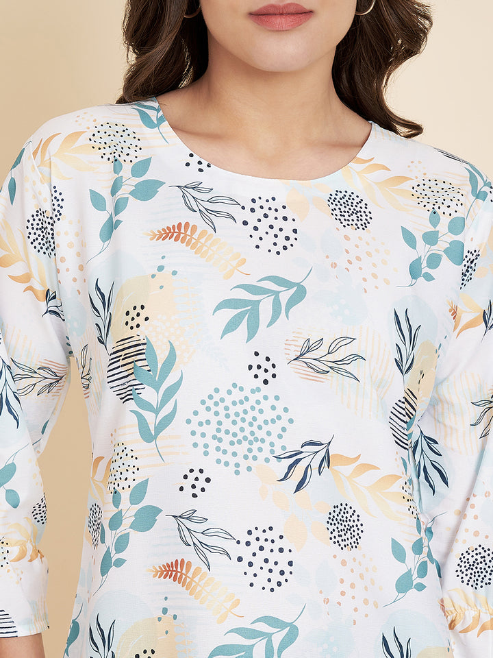 Elegant Off White Short Kurti Set | Designer Printed for Modern Style