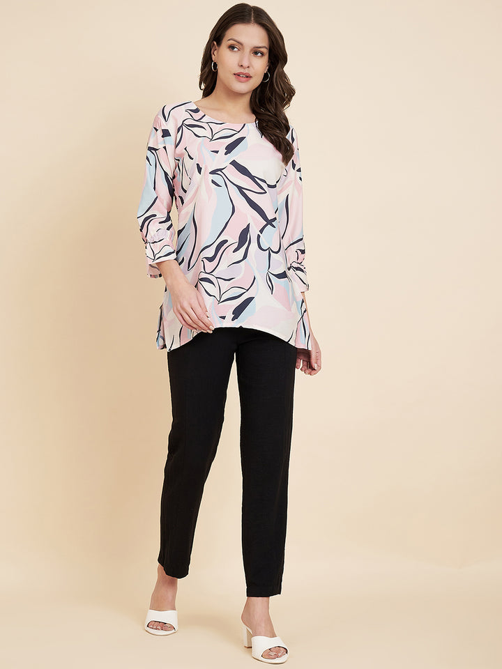 Timeless Peach Short Kurti Set | Elegant Designer Prints for Women