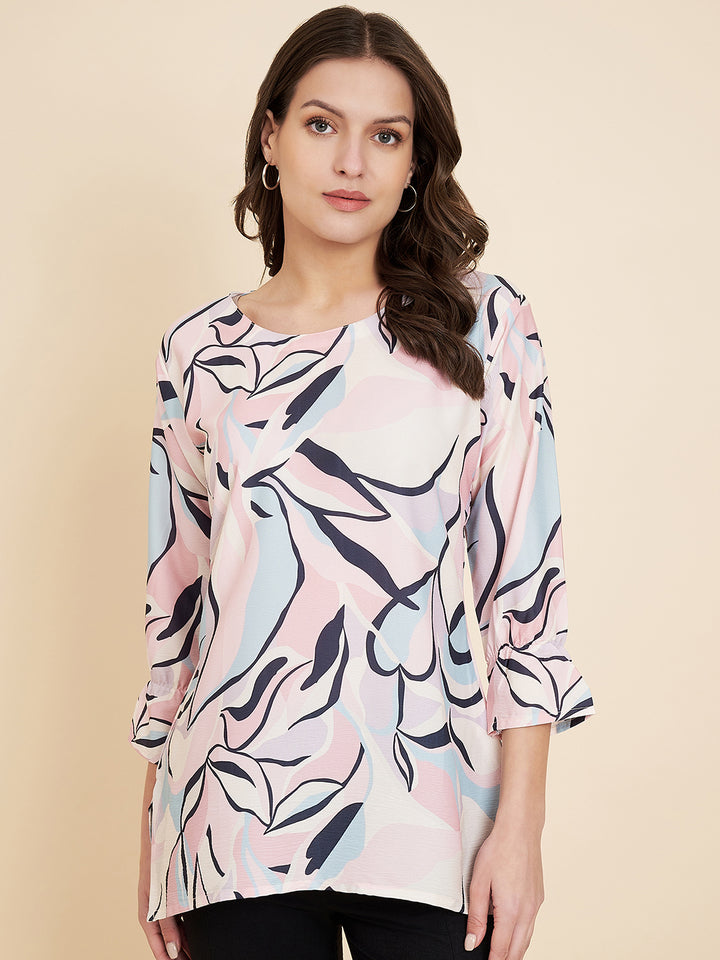 Timeless Peach Short Kurti Set | Elegant Designer Prints for Women