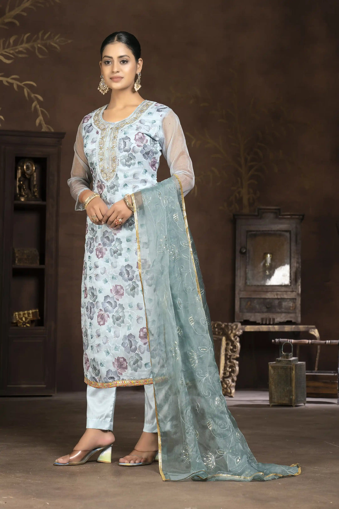 Stylish Organza Kurti Set | Designer Handwork & Printed Patterns