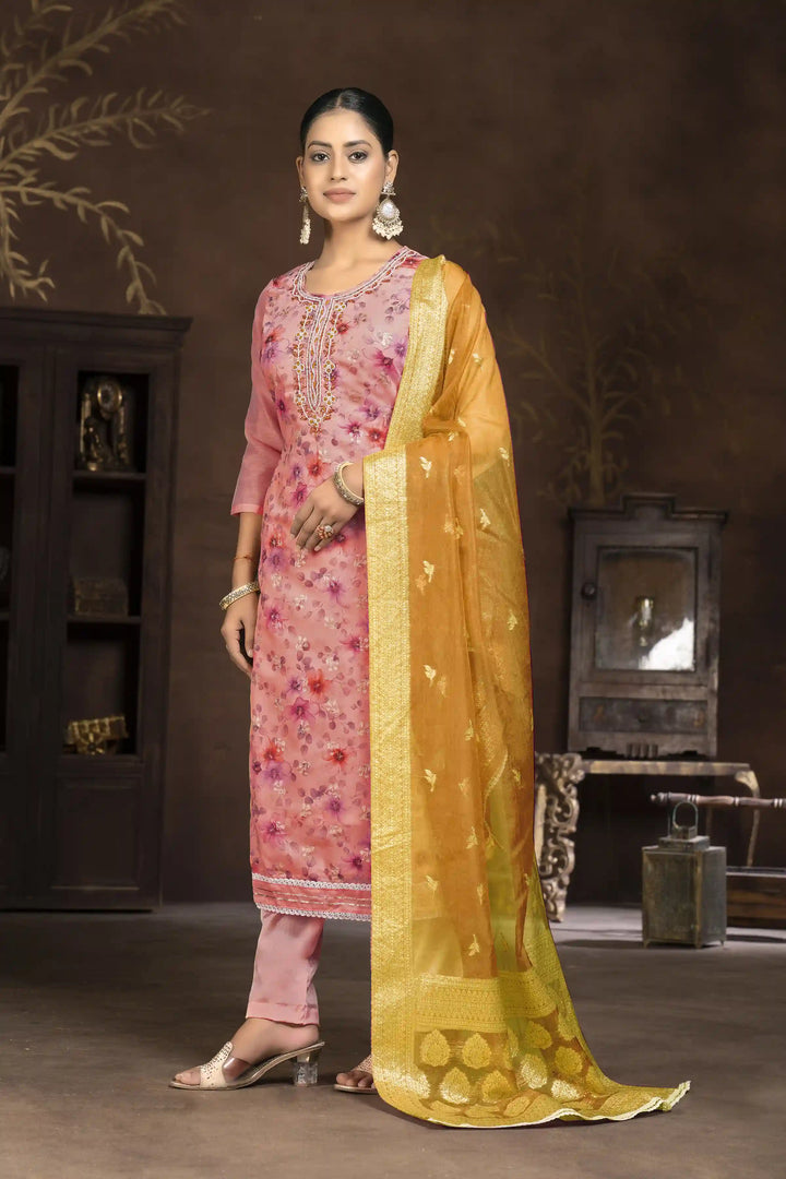 Elegant Art Silk Kurti Set | Designer Handwork & Printed Details
