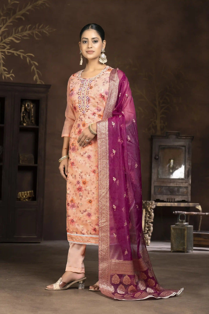 Elegant Art Silk Kurti Set | Designer Handwork & Printed Details